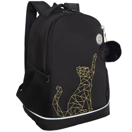 Нарушена упаковка!  <796751> Рюкзак GRIZZLY школьный, анатомическая спинка, 2 отделения, для девочек, "GOLD CAT", 38х28х18 см, RG-563-2/1 (274192)