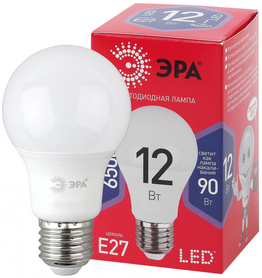 Светодиодная лампа E27 12W 6500К (холодный) Эра LED A60-12W-865-E27 R (Б0045325) - фото 1