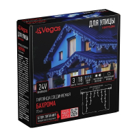 Нарушена упаковка! <295907> 3*0,6м. Электрогирлянда-конструктор ''Бахрома'' 72LED (синий) IP44 Vegas 55008