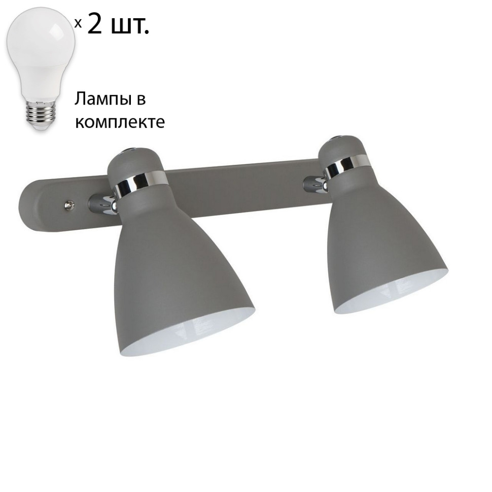 Спот с лампочками Arte Lamp Mercoled A5049AP-2GY+Lamps, цвет серый A5049AP-2GY+Lamps - фото 1