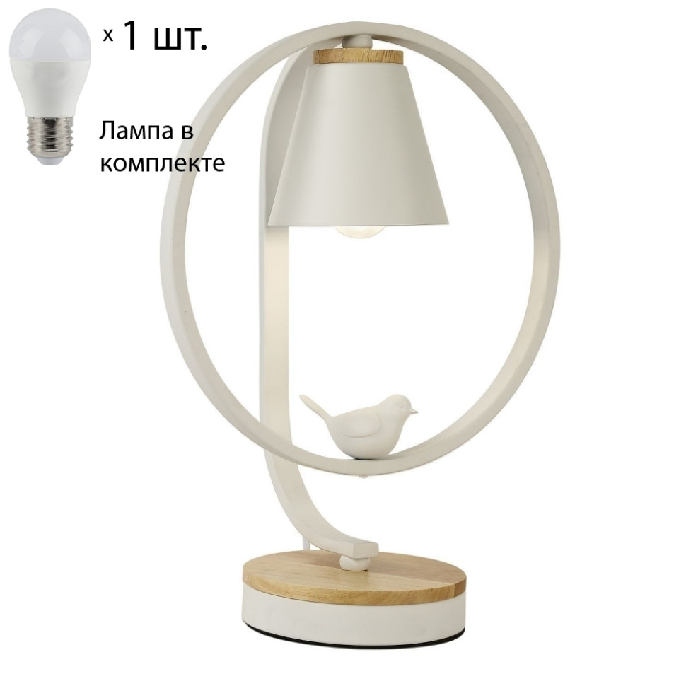 Настольная лампа с лампочкой от Lustrof Юцело 2939-519217, цвет матовый белый 2939-1T-Lustrof - фото 1