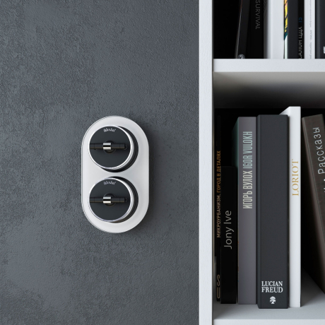 Выключатель двухклавишный с корпусом Werkel Vintage (черный матовый/хром) W5822051