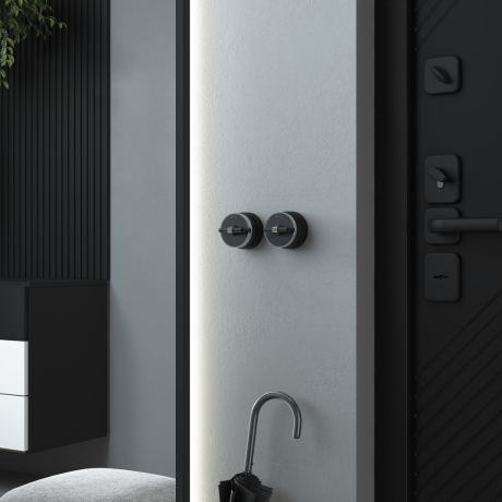 Выключатель двухклавишный с корпусом Werkel Vintage (черный матовый/хром) W5822051