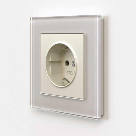 Розетка с заземлением и со шторками, без рамки Werkel айвори матовый W1171162