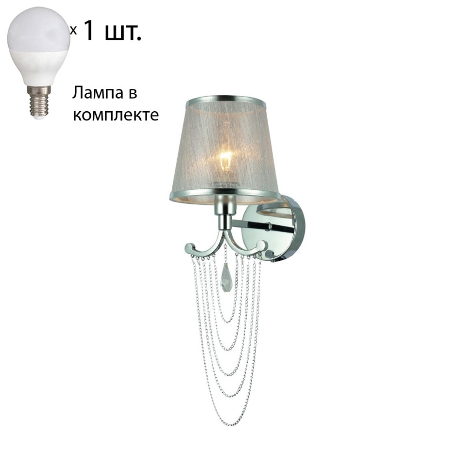 Бра с лампочкой F-Promo Adorna 2855-1W+Lamps E14 P45, цвет хром 2855-1W+Lamps E14 P45 - фото 1