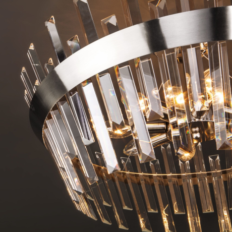 Потолочная люстра Eurosvet Steccato 10111/8 сатин-никель / прозрачный хрусталь Strotskis (a047847) 