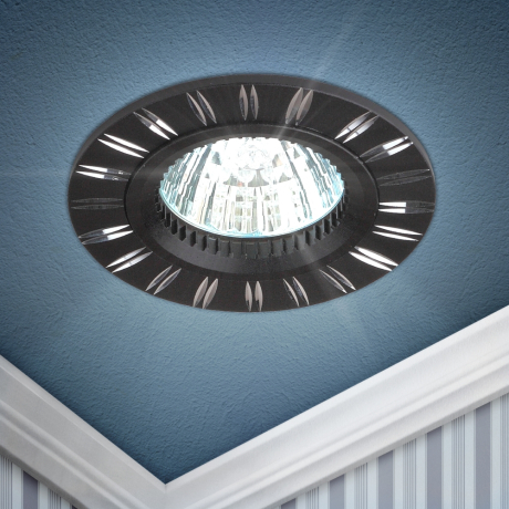 Встраиваемый светильник алюминиевый ЭРА KL33 AL/BK/1 MR16/GU5.3 точечный черный/хром Б0049557 