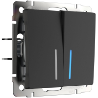 Витринный образец!  <90687> Выключатель двухклавишный с подсветкой (черный матовый) Werkel W1120108