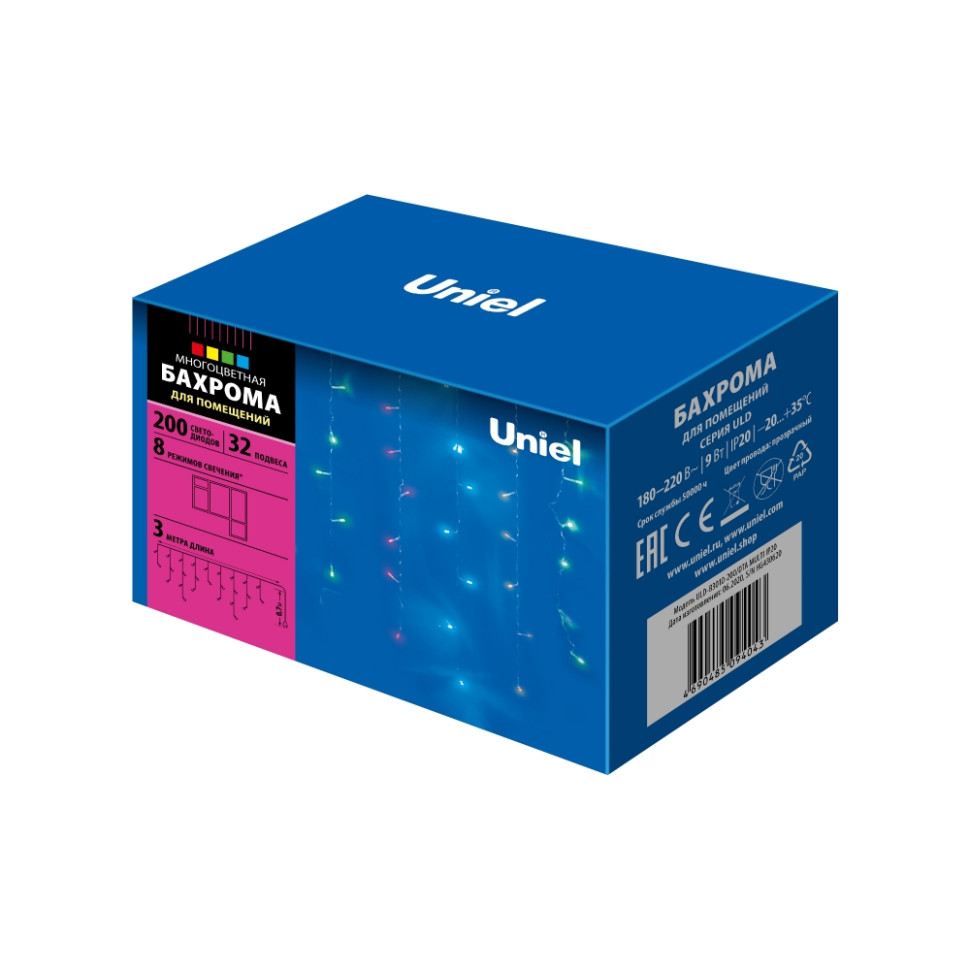 Бахрома LED RGB (3м.) с контроллером Uniel ULD-B3010-200-DTA (UL-00002270) ULD-B3010-200/DTA MULTI IP20 - фото 3