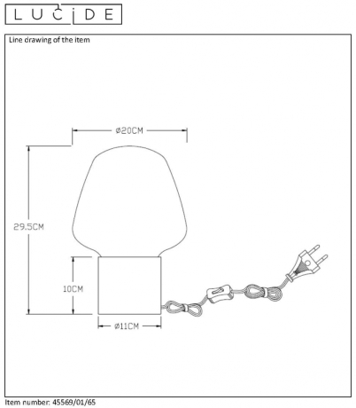 45569/01/65 Настольная лампа Lucide Becky 