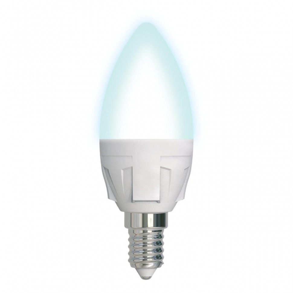 Диммируемая светодиодная лампа E14 7W 4000K (белый) Uniel LED-C37 7W-4000K-E14-FR-DIM PLP01WH (UL-00004294) LED-C37 7W/4000K/E14/FR/DIM PLP01WH картон - фото 1