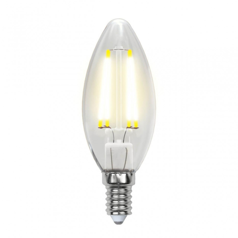 Лампа светодиодная E14 6W 4000K (Белый свет) свеча прозрачная Uniel Sky LED-C35-6W/NW/E14/CL PLS02WH картон (UL-00001373) LED-C35-6W/NW/E14/CL PLS02WH картон - фото 1