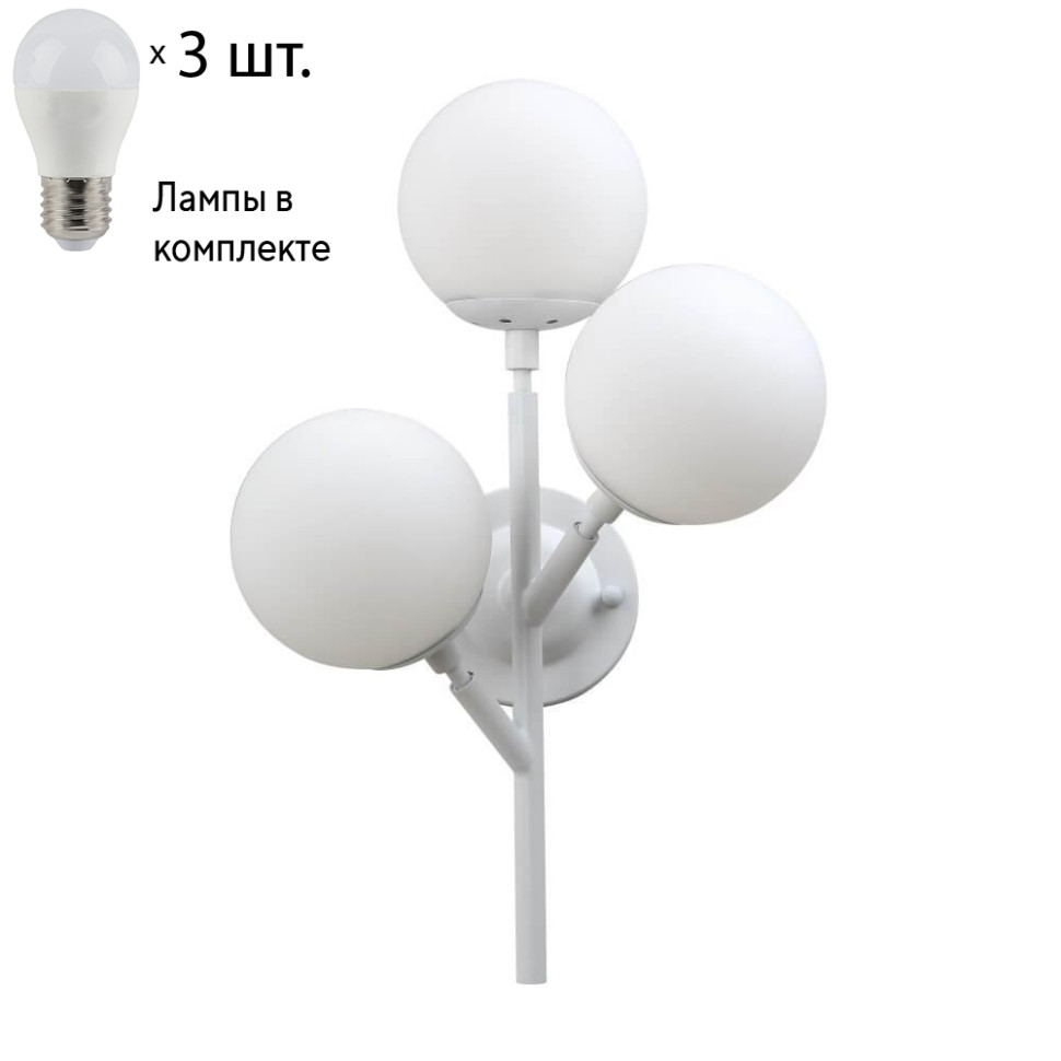 Бра Crystal Lux с лампочками MEDEA AP3 WHITE+Lamps E27 P45, цвет белый