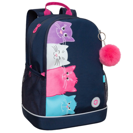 Нарушена упаковка!  <796750> Рюкзак GRIZZLY школьный, анатомическая спинка, 2 отделения, для девочек, "STAY CHEERFUL", 38х28х18 см, RG-463-6/1 (274188)