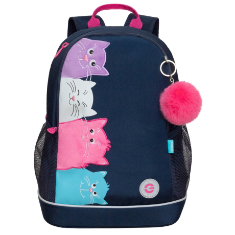 Нарушена упаковка!  <796750> Рюкзак GRIZZLY школьный, анатомическая спинка, 2 отделения, для девочек, "STAY CHEERFUL", 38х28х18 см, RG-463-6/1 (274188)