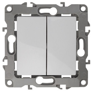 Выключатель двухклавишный (белый) 10АХ-250В Эра 12-1004-01 (Б0014651) - фото 1