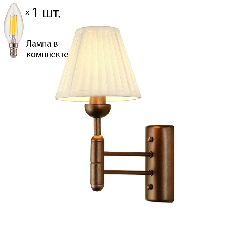Бра с лампочкой Favourite Avangard 2953-1W+Lamps E14 Свеча, цвет темное золото 2953-1W+Lamps E14 Свеча - фото 1