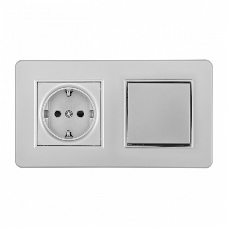 Блок с розеткой и выключателем Arte Milano SET16-2 SET16-2-40-1-30-1 silver 