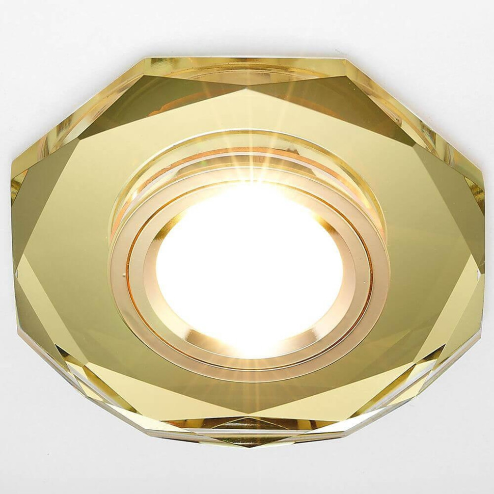 8020 GOLD Встраиваемый точечный зеркальный светильник MR16 Ambrella light Crystal spot, цвет золото - фото 2