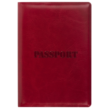 Нарушена упаковка!  <288999> Обложка для паспорта STAFF, полиуретан под кожу, "ПАСПОРТ", бордовая,  237600