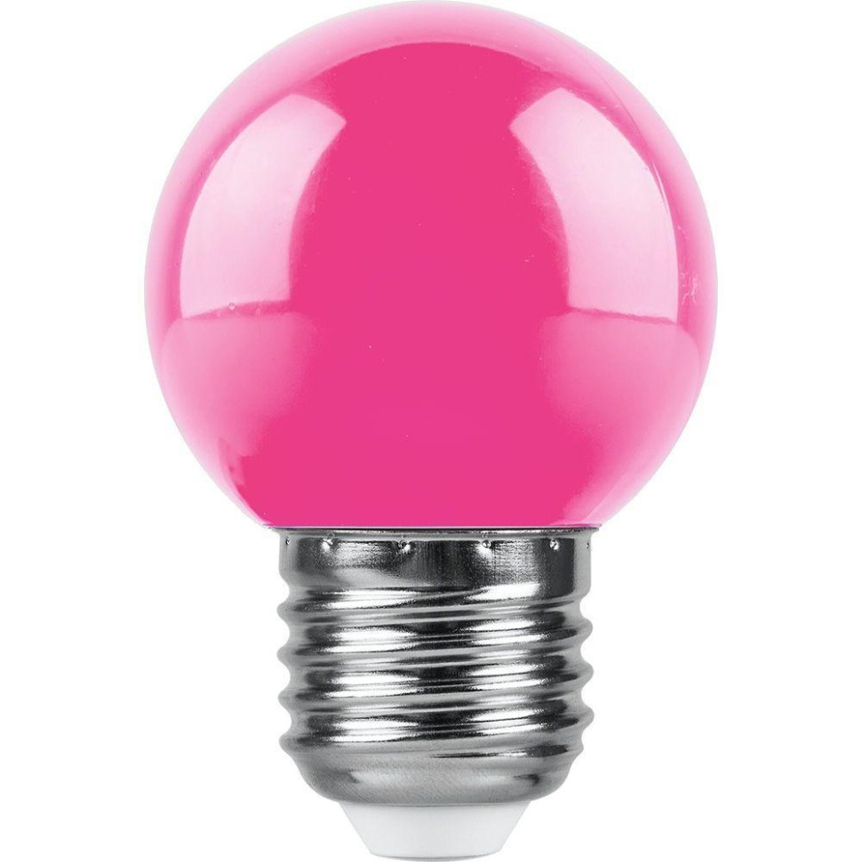 Светодиодная лампа E27 1W (розовый) G45 для гирлянд белт-лайт CL25, CL50, Feron LB-37 (38123)