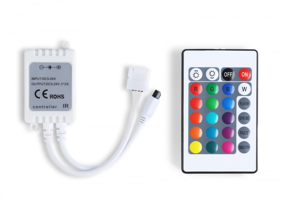 Контроллер для светодиодных лент RGB с инфракрасным пультом 6A 12V 72W/ 24V 144W Ambrella light ILLUMINATION LED Strip GS11201, цвет белый