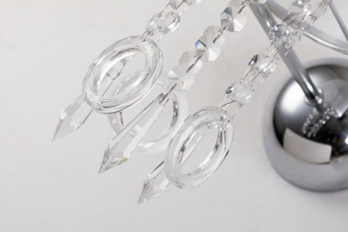 Бра золотого цвета с плафоном из органзы янтарного цвета, с подвесками из хрусталя для лампы Е27 от GETOGAZOV FAMILY