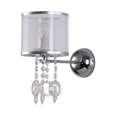 Бра золотого цвета с плафоном из органзы янтарного цвета, с подвесками из хрусталя для лампы Е27 от GETOGAZOV FAMILY