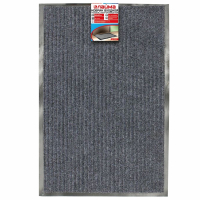 Нарушена упаковка!  <220042> Коврик входной ворсовый влаго-грязезащитный LAIMA, 60х90 см, ребристый, толщина 7 мм, серый, 602867 (602867)
