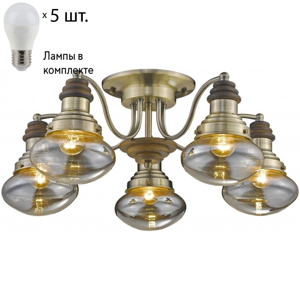 Потолочная люстра с лампочками Velante 306-507-05+Lamps E27 P45, цвет стекло 306-507-05+Lamps E27 P45 - фото 1