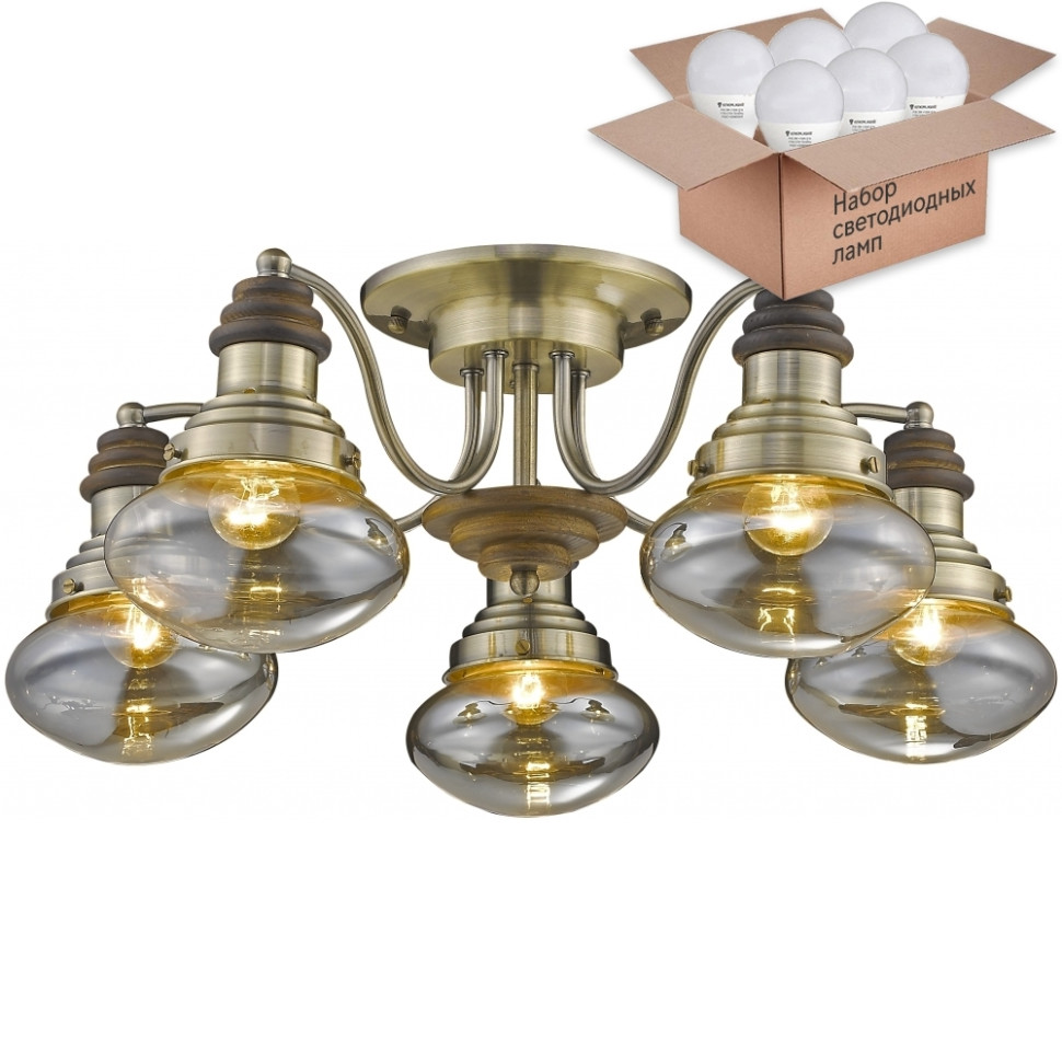 Потолочная люстра с лампочками Velante 306-507-05+Lamps E27 P45, цвет стекло 306-507-05+Lamps E27 P45 - фото 3