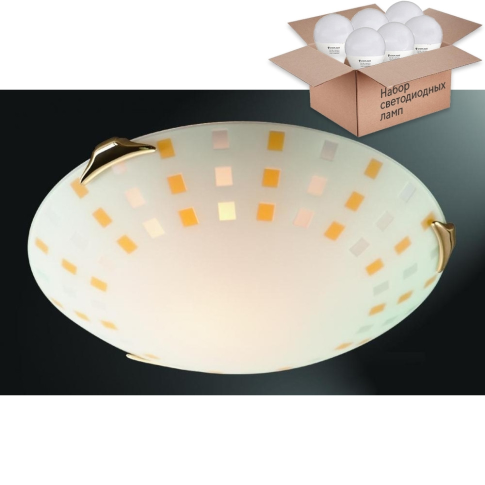 Настенно-потолочный светильник Sonex Quadro Ambra с лампочками 363+Lamps E27 P45, цвет золото 363+Lamps E27 P45 - фото 3
