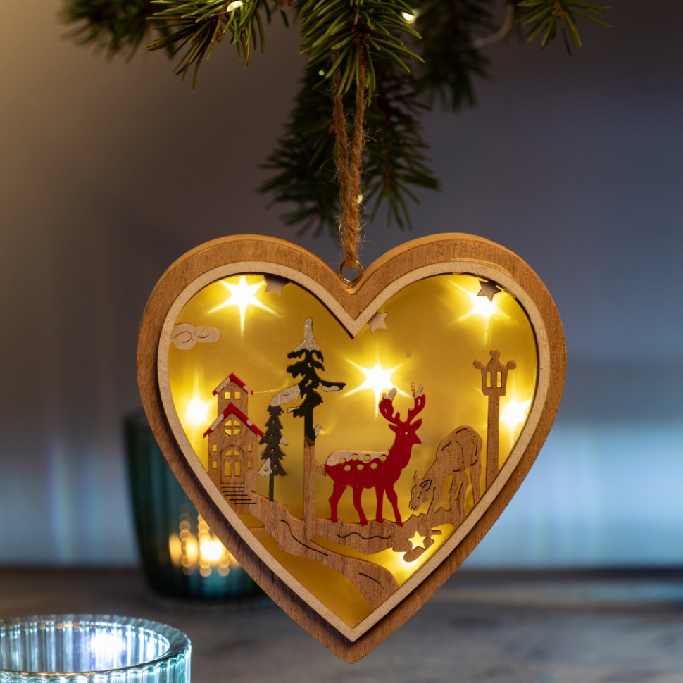 светильник новогодний горка рождественская sara tradition 9301 белый теплый Светильник новогодний Сердце Эра ENGDS-5L 2*АА (Б0060479)