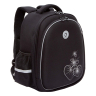 Нарушена упаковка!  <796731> Ранец GRIZZLY анатомическая спинка, c брелоком, для девочек, "HEARTS", чёрный 36х28х20 см, RAz-586-5/1 (274149)
