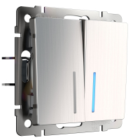 Выключатель двухклавишный проходной с подсветкой (глянцевый никель) Werkel W1122102