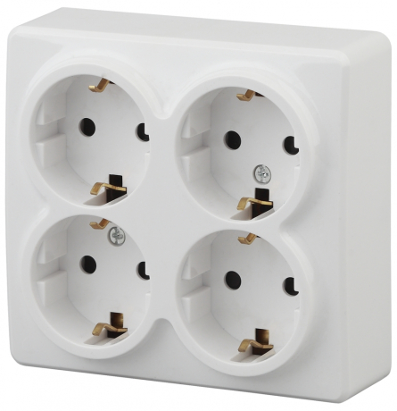 Розетка ЭРА  4х2P E со шторками Schuko 16A 250V 11-2211-01 169532