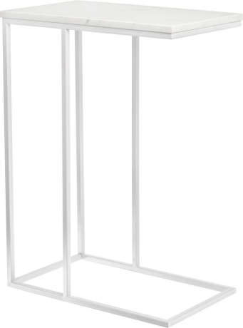 Придиванный столик Loft 50x30см, белый мрамор с белыми ножками Bradex Home 761816
