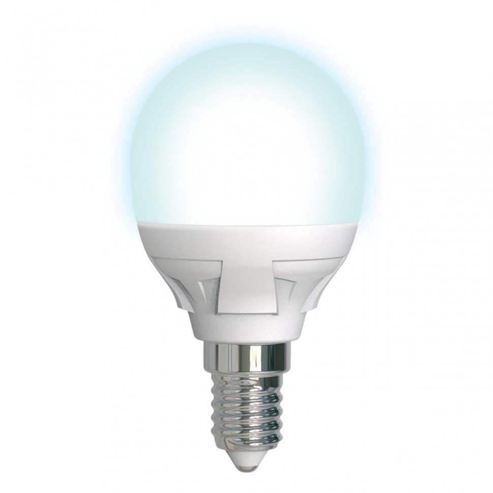 Диммируемая светодиодная лампа E14 7W 4000K (белый) Uniel LED-G45 7W-4000K-E14-FR-DIM PLP01WH (UL-00004300) LED-G45 7W/4000K/E14/FR/DIM PLP01WH картон - фото 1