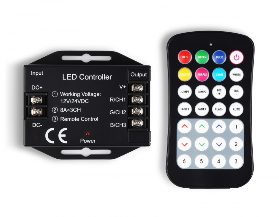 Контроллер для светодиодных лент RGB с радио пультом 2.4G 24A 12V 288W/ 24V 576W Ambrella light ILLUMINATION LED Strip GS11351, цвет черный