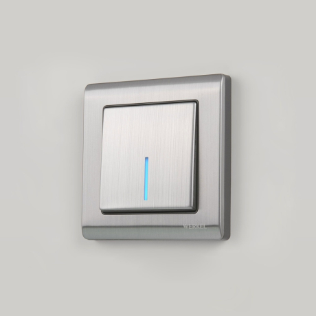 Выключатель проходной одноклавишный с подсветкой без рамки Werkel глянцевый никель W1112102