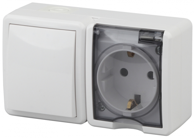 Блок розетка-выключатель ЭРА  IP54 16A 250V 11-7401-01 169562
