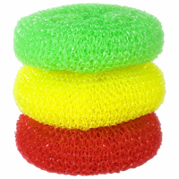 Нарушена упаковка!  <220164> Губки (мочалки) для посуды пластиковые LAIMA, КОМПЛЕКТ 3 шт., сетчатые по 7 г, 603107 (603107)