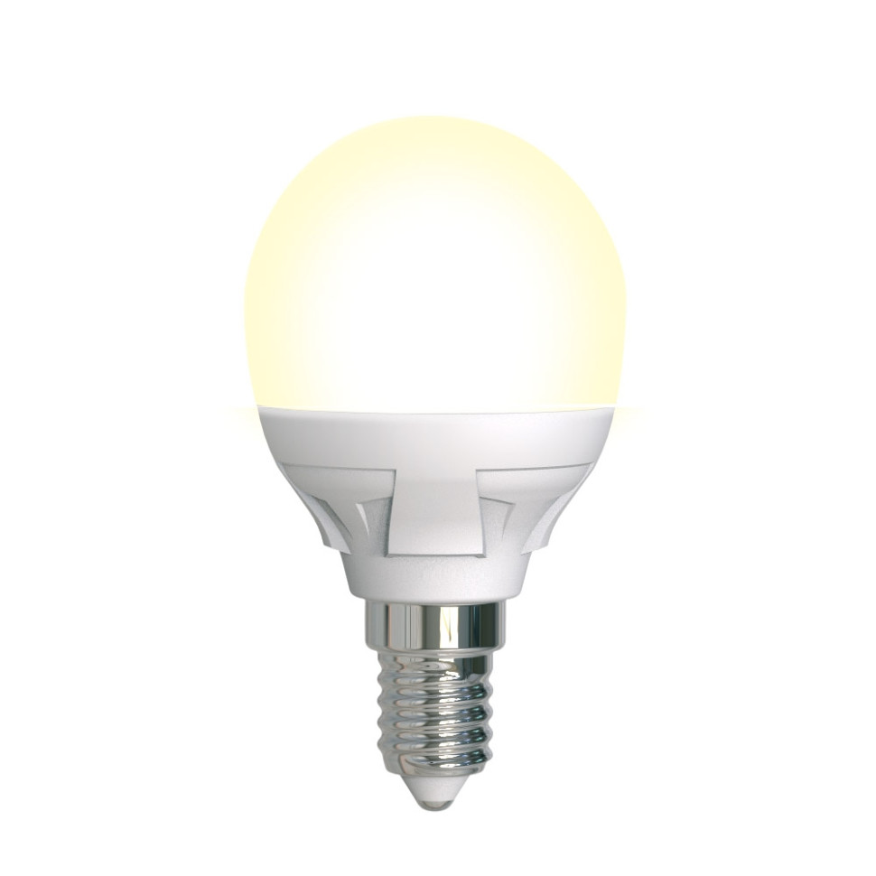 Диммируемая светодиодная лампа E14 7W 3000K (теплый) Uniel LED-G45 7W-3000K-E14-FR-DIM PLP01WH (UL-00004302) LED-G45 7W/3000K/E14/FR/DIM PLP01WH картон - фото 1