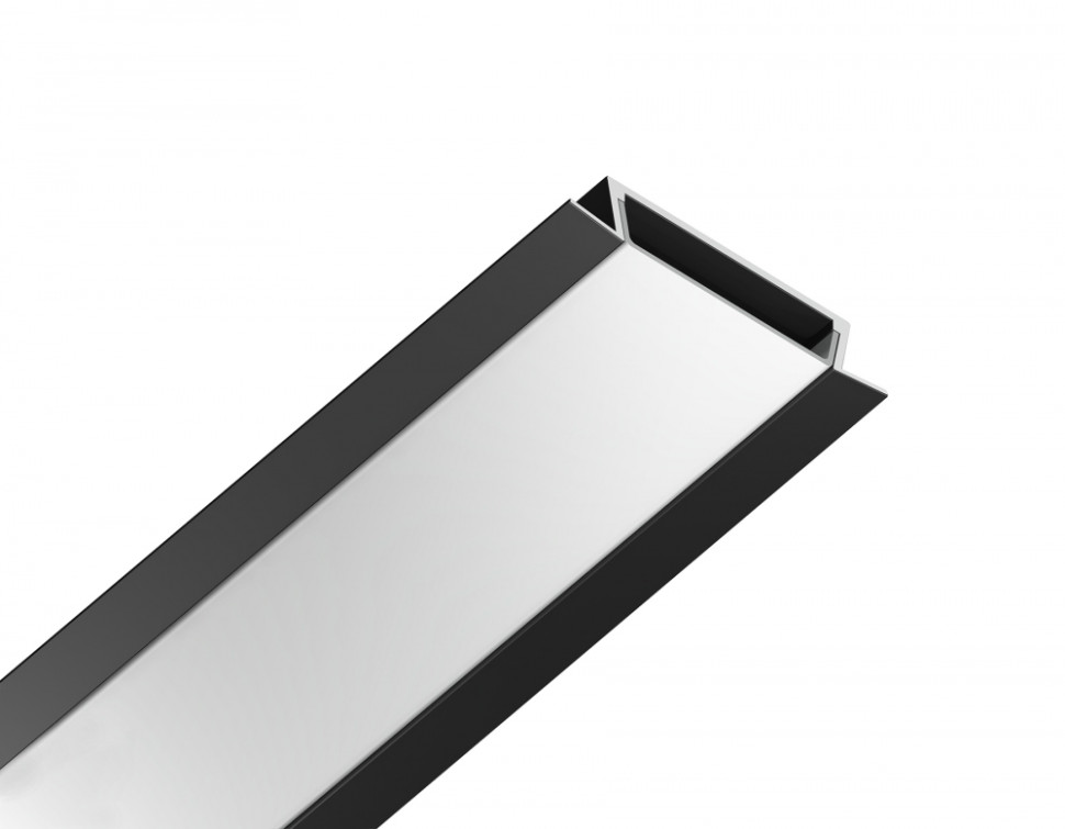 Алюминиевый профиль встраиваемый 30.6*6 для светодиодной ленты до 19,8мм Ambrella light ILLUMINATION Alum GP1100BK, цвет черный, матовый рассеиватель - фото 2