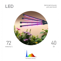Настольный светильник для растений ЭРА FITO-40W-АLED-Ra-USB полного спектра 40 Вт черный Б0068290