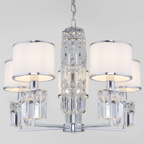 Подвесная люстра Eurosvet Zaffiro 10099/5 хром/прозрачный хрусталь Strotskis (новый абажур) 