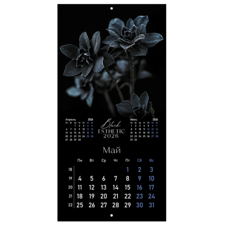 Нарушена упаковка!  <842872> Календарь настенный перекидной 2026 г., BRAUBERG, 12 листов, 28,5х28,5 см, "Black esthetic", 847535