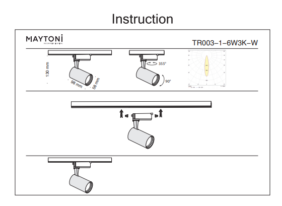 Однофазный LED светильник 6W 3000К для трека Maytoni Track TR003-1-6W3K-W 
