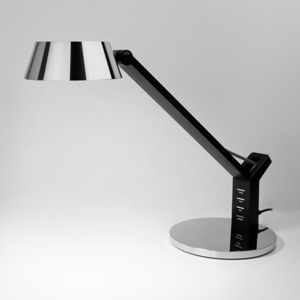 Светодиодная настольная лампа с сенсорным управлением Slink Eurosvet 80426/1 черный/серебро (a053230) подставка для тарелок и разделочных досок на 3 предмета 20×14×14 см серебро