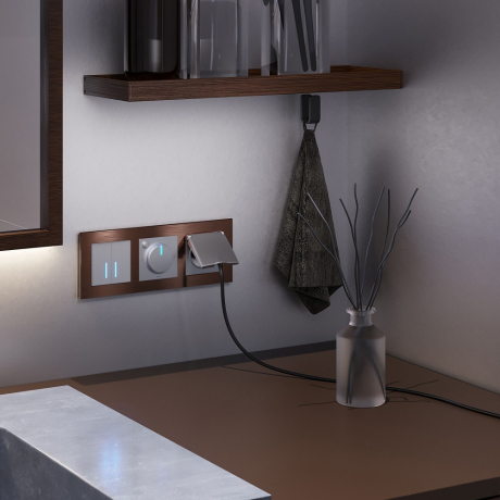 Выключатель сенсорый двухклавишный с подсветкой и функцией Wi-Fi, без рамки Werkel серебряный W4520606